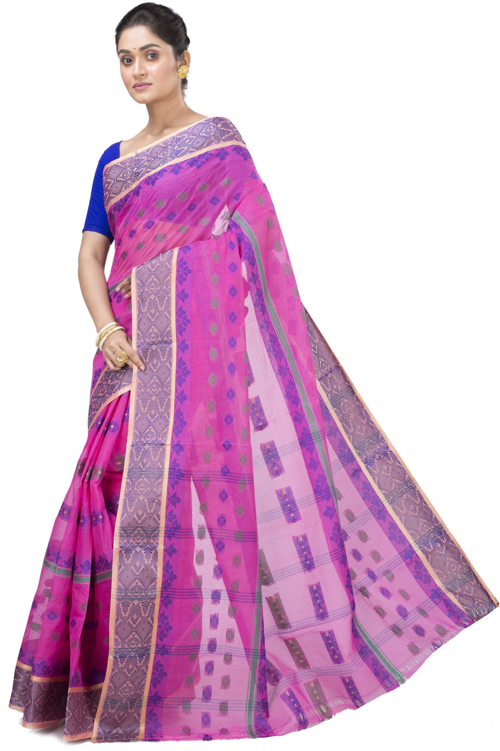 Pink Pure Cotton Ghusoon Tant Saree (947)